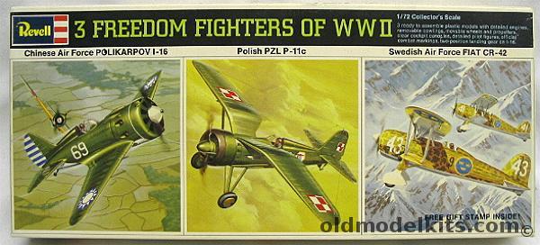 Revell 1/72 3 Freedom Fighters of WWII  Chinese I-16  / Polish P-11 / Swedish CR-42, H678-130 plastic model kit